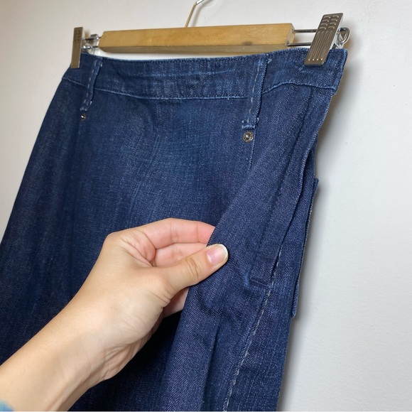 ST. JOHN SPORT Double Front Slit Mini Denim Skirt Dark Wash Navy/Black Sz Small - Picture 6 of 12